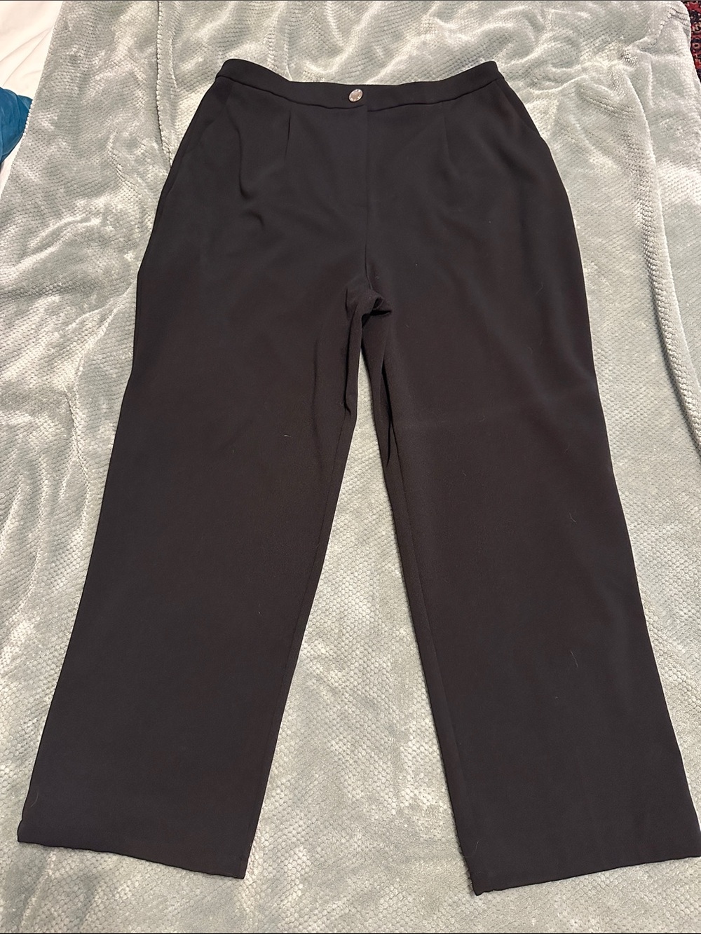 Anne Klein Black Straight-Leg Dress Pants